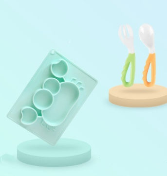 Baby Silicone Suction Cup Dishes Cartoon Learning Bowl 