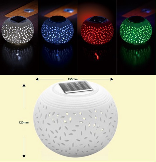 Solar Garden Light Big Apple Solar Ceramic Light Solar LED Night Light Soft Light Decorative Light